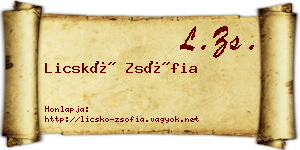 Licskó Zsófia névjegykártya
