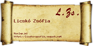 Licskó Zsófia névjegykártya
